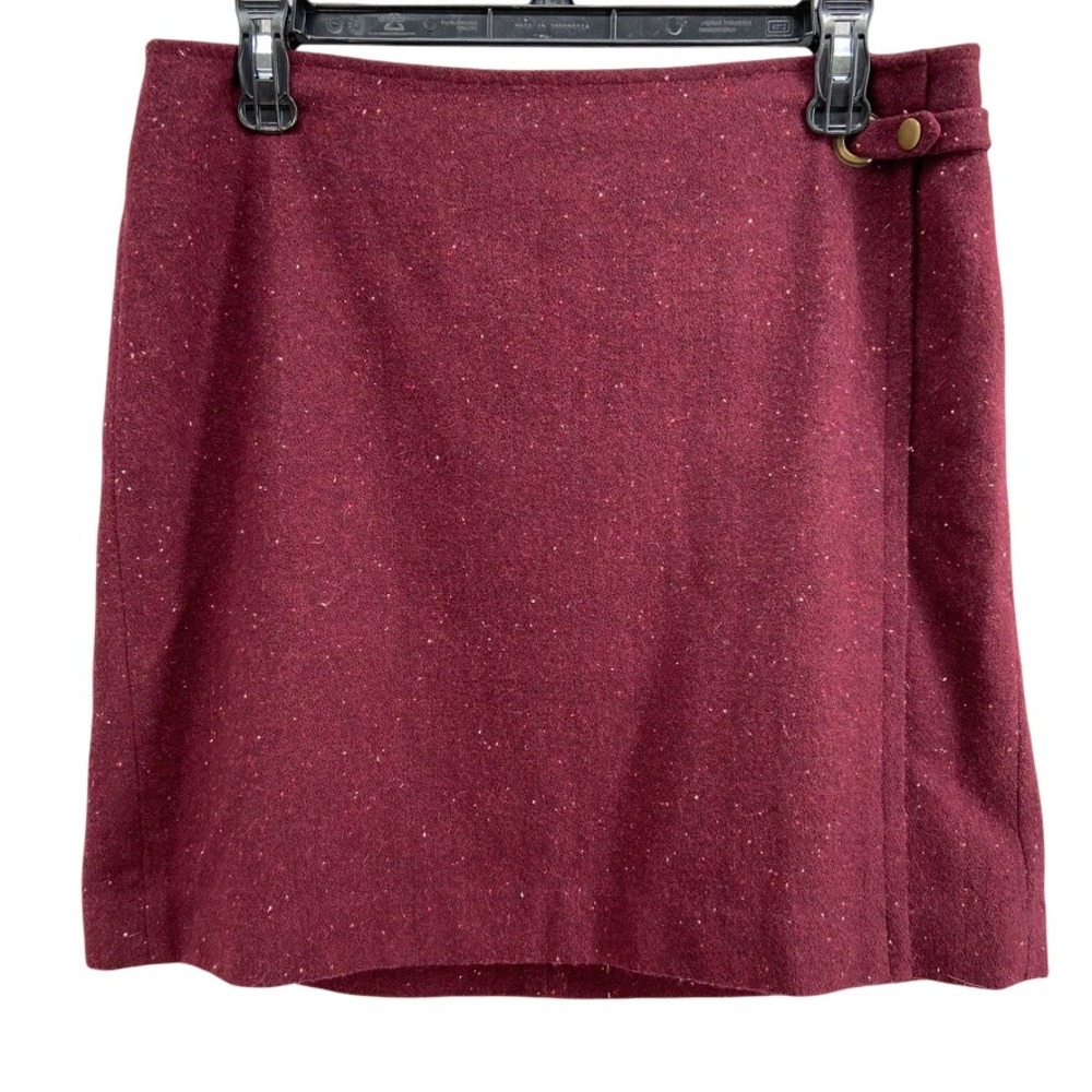 Banana Republic Skirt Women Sz 10 Burgundy Tweed Speckled A Line Wool Blend